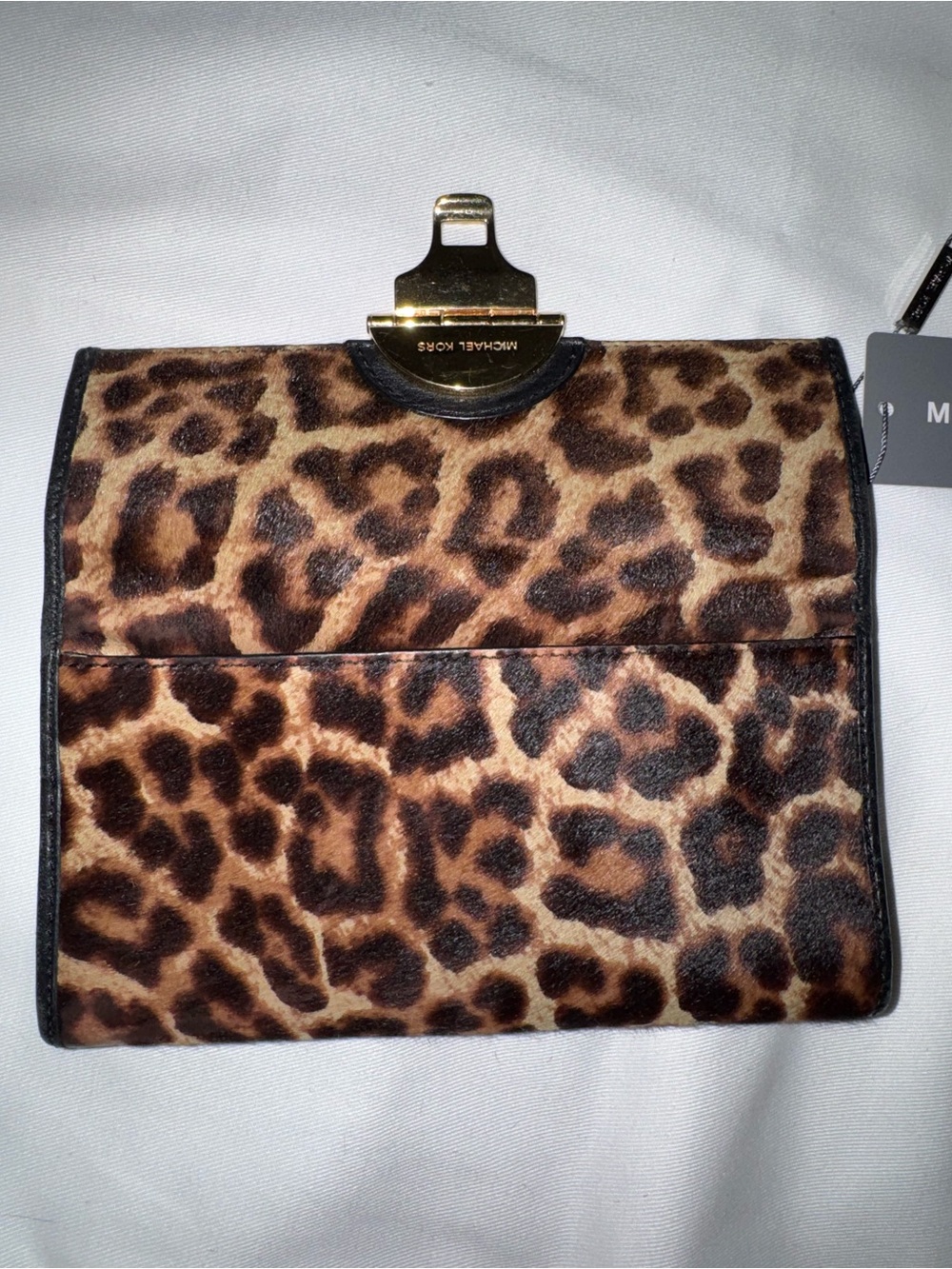 Michael Kors Leopard Haircalf Leather Turn Lock Wallet Clutch - Picture 13 of 13